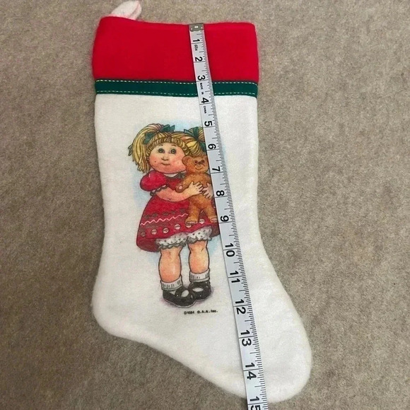 Vintage Felt Christmas Stockings 1997 Rauch Playing Kitten & 1984 Cabbage Patch - Picture 10 of 16